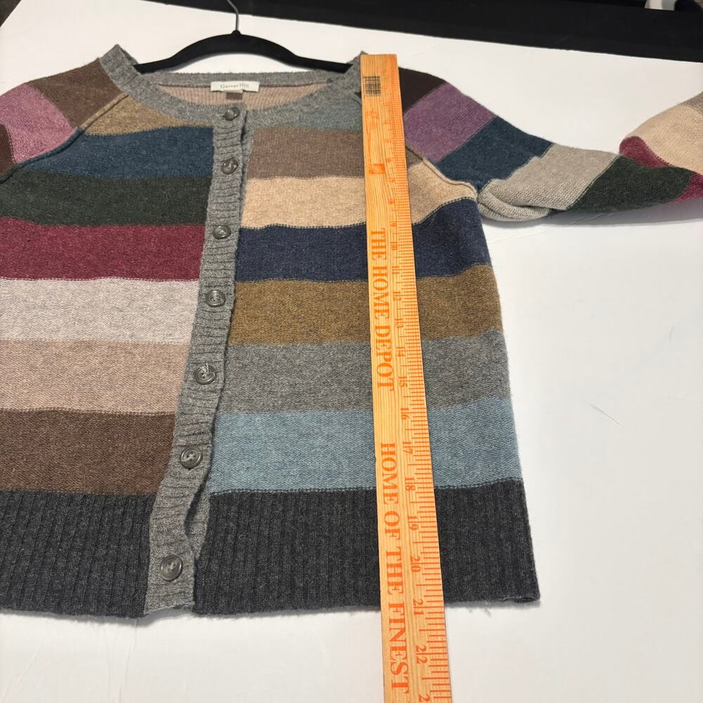 Garnet Hill Lambswool Cardigan Striped Multicolor Button Front S - Picture 5 of 6